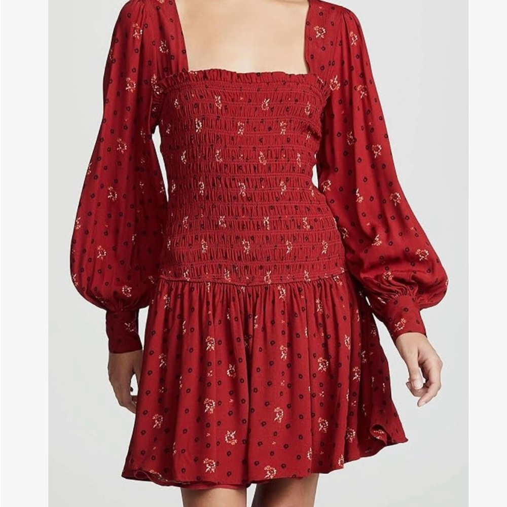 Free People Red Floral Long Sleeve Dress size XS . Never worn